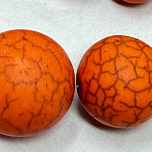 Faux Orange Turquoise Bead Necklace Graduated Long‎ Length Statement - Picture 10 of 11